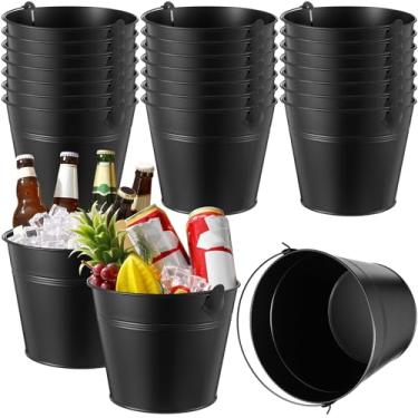 Imagem de Didaey Balde de cerveja de metal com 24 peças Balde de gelo a granel com alça de refrigerante de champanhe refrigerante para festa de verão piquenique piscina suprimentos de festa de casamento vinho