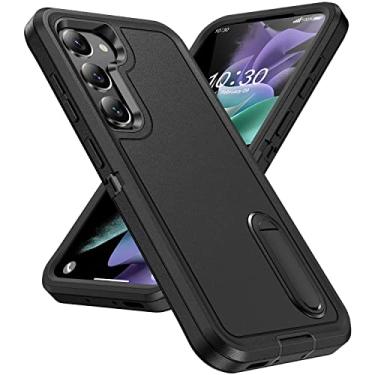 Imagem de IDweel Capa para Galaxy S23 para homens, proteção resistente à prova de choque, antiarranhões, slim fit, leve, durável, capa dura com suporte para Samsung Galaxy S23 de 6,1 polegadas, preta