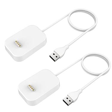 Imagem de GEORDGY Pacote com 2 carregadores compatíveis com Gizmo Watch 2, cabo de carregamento magnético portátil, acessórios para smartwatch Gizmo Watch versão 2, crianças meninos meninas (branco/branco)