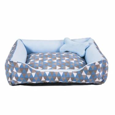 Imagem de Cama pet shop grande (G) caminha para cachorro gato fundo impermeável lavavel com zíper(Geometrico turquesa (G))