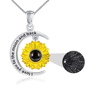 Imagem de SNZM Presente de Dia das Mães para ela, Colares para Mulheres - Pingente de Girassol de Prata Esterlina S925 Colar de Coração de Amor Presentes com Zircônia Cúbica 5A Joias Delicadas Presente de