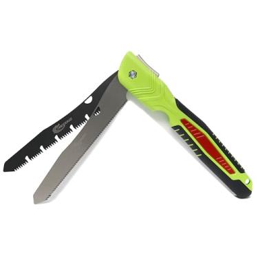 Imagem de CENFORGE Serra de poda manual de lâmina dupla, serra de acampamento dobrável, serra manual para sobrevivência, mochila, caça, corte de madeira e árvores, portátil ao ar livre (lâmina dupla de 25 cm)