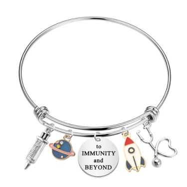 Imagem de FAADBUK Presente de enfermeira pediátrica, presente de conscientização de vacina para o infinito e além, pulseira para enfermeira, Small, Aço inoxidável, Sem Pedra Preciosa