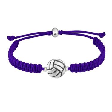 Imagem de Sportybella Pulseira com pingente de vôlei - Pulseiras ajustáveis com pingente de vôlei. Presentes e lembrança de vôlei ideais para jogadores de vôlei. Pulseira unissex da amizade, 5 inches with 2