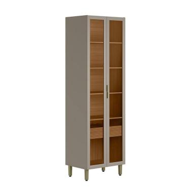 Imagem de Cristaleira Allure 2 Portas 1 Gaveta Gris e Jequitibá