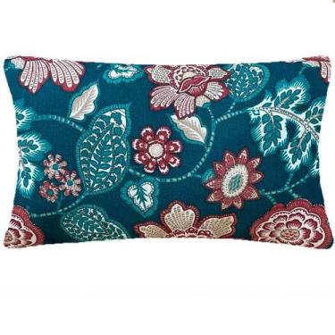 Imagem de Almofada Retangular Maxi Floral Verde Impermeável 50x28cm - Sua Casa D