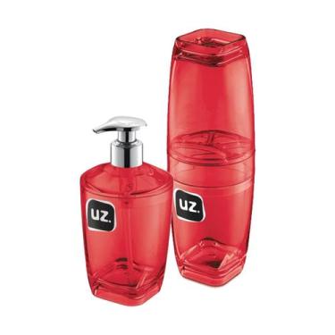 Imagem de Kit Banheiro Lavabo Conjunto Porta Escova Com Tampa E Sabonete Liquido