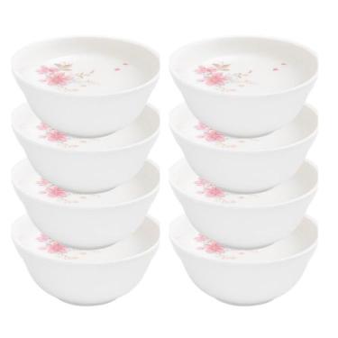 Imagem de Jogo 8 Bowl Tigela Cumbuca Caldos Sobremesas Flowers Bord Vidro 400ml 