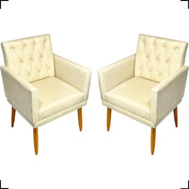 Imagem de Kit 2 Poltronas Decorativa Para Sala Recepção Nina Capitonê Suede Cores Pé Palito