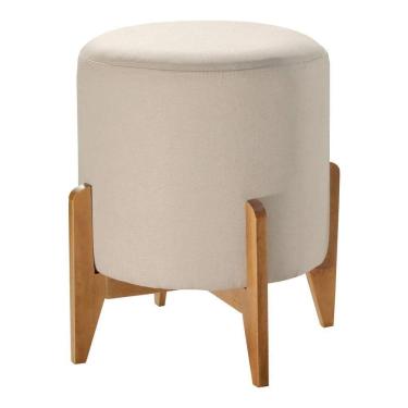 Imagem de Puff Em Linho Redondo Otavio Linho Bege