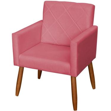 Imagem de Poltrona Decorativa Para Sala Recepção Beatriz Suede Cores Pé Palito Castanho
