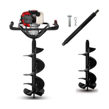 Imagem de Perfurador De Solo Gasolina Branco Bps52 + Broca De 20cm + Broca 30cm+