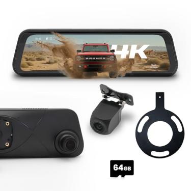 Imagem de STINGER STR4K 24.5 cm 4K UHD Monitor retrovisor DVR câmera frontal/traseira câmera traseira e câmera de backup 2K, suporte de aparência OEM/seguro, monitor de parque, G-sensor, antirreflexo, GPS