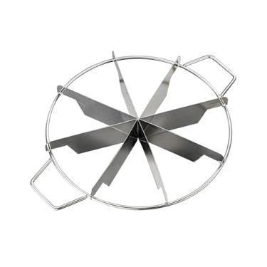 Imagem de Marcador de porção de bolo 6/7/8 fatias, fatiador de cheesecake para fatias uniformes, cortador de bolo redondo de aço inoxidável, cortador manual de pizza com alça lateral para cozinha doméstica