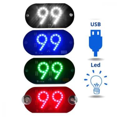 Imagem de Placa Painel Letreiro Luminoso LED USB Aplicativo 99 Vidro Parabrisa C
