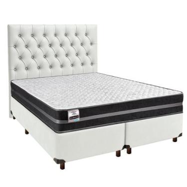 Imagem de Conjunto Cama Box Branco Queen + Colchão Molas Ultralastic Bogota Indu
