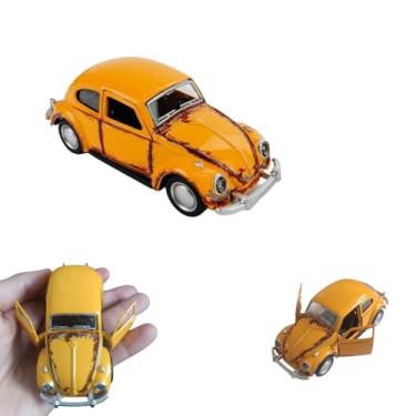 Imagem de Carrinho Metal Fusquinha Envelhecido Fricção Brinquedo Carro Colecionável Coleções Ferro Miniatura Coleção (amarelo Envelhecido)