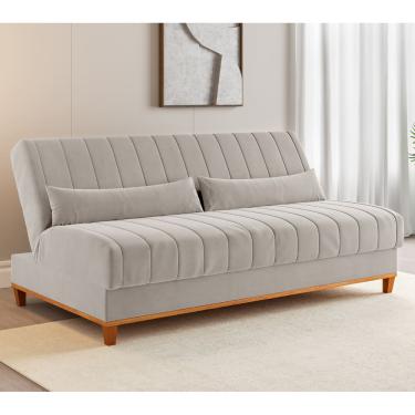 Imagem de Sofa Cama Veneza 1,80 Reclinável 3 Lugares Veludo Marfim