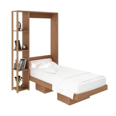 Imagem de Cama Articulada de Solteiro com 4 Prateleiras e 2 Nichos CM8013  Amêndoa - Tecno