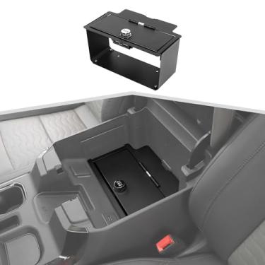 Imagem de Amayum Caixa de armazenamento de braço adequada para Chevy Silverado GMC Sierra 2022+ organizador seguro para console central com trava de acessórios de armazenamento interno