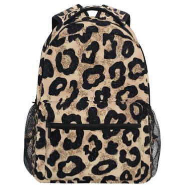 Imagem de Mochila Wamika Cheetah para crianças em idade escolar de 6 a 16 anos marrom preta