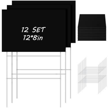 Imagem de Jetec 24 peças de placas de quintal em branco com estacas de 30 x 20 cm, gramado de plástico ondulado, faça você mesmo, placas externas de dupla face para garagem, guia, aluguel, decoração de festa de