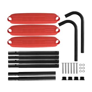 Imagem de UGPLM Escada de trampolim infantil com 3 degraus, kit faça você mesmo para trampolins familiares grandes, fácil instalação, resistente e portátil, 40,5 x, Laranja