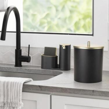 Imagem de Kit Organizador Pia Cozinha Lixeira Bancada 5L e Dispenser de detergen