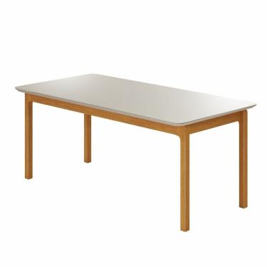 Imagem de Mesa De Jantar Cativa 1,80cm X 0,90cm Retangular 6 Lugares Tampo Mdf Com Vidro Cinamono-off White