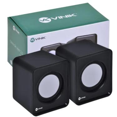 Imagem de Alto Falante Vinik Caixinha De Som Alta Qualidade Para Computador  Gamer E Notebook Pequeno P2 Usb Cor Preto 5v 1w 2.0