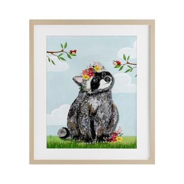 Imagem de Stupell Industries Impressão emoldurada Baby Raccoon and Lady Bugs Birch Under Glass por Lisa Morales, 21 x 17