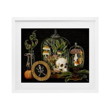 Imagem de Stupell Industries Impressão emoldurada branca Dark Academia Terrarium Motif Under Glass por Nicole Tamarin, 43 x 53 cm