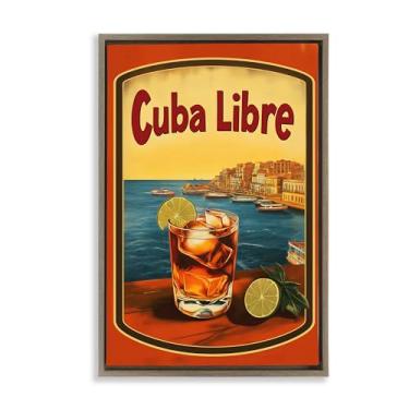 Imagem de Stupell Industries Cuba Libre Vintage Cocktail Marrom Emoldurado Tela Flutuante Design de Parede por Andreas Magnusson, 25 x 17