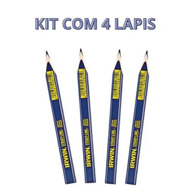 Imagem de Kit 4 Unidades Lápis Pedreiro Carpinteiro Marceneiro Irwin Azul