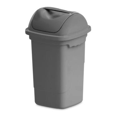 Imagem de Lixeira Com Tampa Basculante 30 Litros - Plasvale Cinza