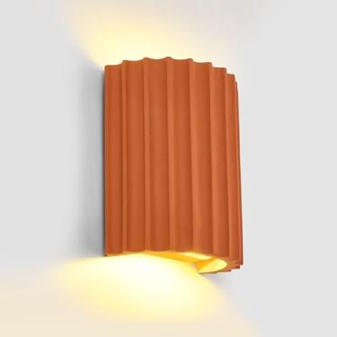 Imagem de ZEROUNO Arandelas de parede de LED modernas de resina, luzes de parede internas com fio para cima e para baixo, montagem na parede, luminária noturna para sala de estar, quarto, corredor, corredor