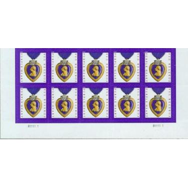 Imagem de USPS Medalha de coração roxo (folha de 10) Selos postais de primeira classe para sempre Scott #5419
