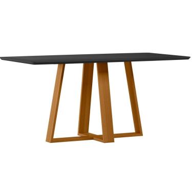 Imagem de Mesa de Jantar para 4 Lugares 1,70m Lectus Tampo em Mdf com Vidro Ypê/Preto - New Ceval