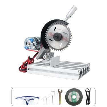Imagem de RATTMMOTOR Mini serra de mesa de 12,7 cm para artesanato Q99-7 multiuso portátil pequena serra de mesa máquina de corte 110-220V, ângulo ajustável 0-45°, motor 997 18000RPM para artesanato