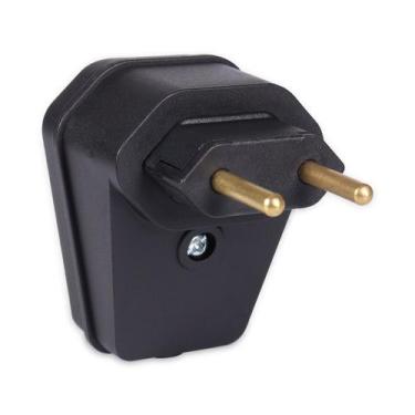 Imagem de Plugue Macho Preto 10A 2 Pinos Extra Grande com Prensa Cabo Margirius,