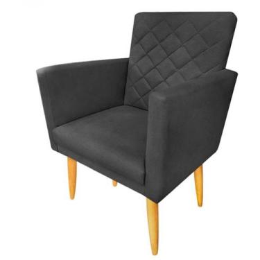 Imagem de Poltrona Decorativa Maitê Suede Grafite para leitura - JBF