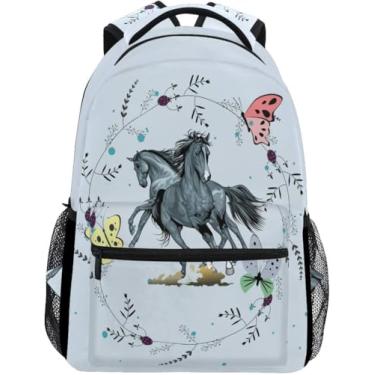 Imagem de Mochila De Estudante De Escola Com Borboleta De Cavalo Para Viagem Adolescentes Meninas Meninos