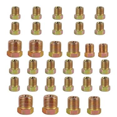 Imagem de MuRealy Kit de reparo de linha de freio de 32 peças, encaixe de linha de freio à prova de ferrugem para flares invertidos de linha de freio de 1/4 e 3/16, porcas de linha de freio para carro caminhão
