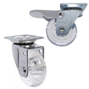 Imagem de 6 Rodizio Roda Giratório Gel 50mm Sem E Com Freio Anti Risco 50kg Schi