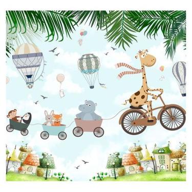 Imagem de Papel de Parede Adesivo Infantil Safari Animais Bebe Quarto - 615pcp -