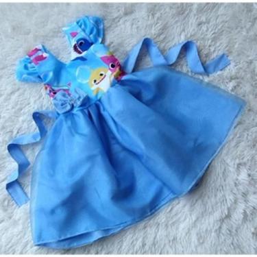 Imagem de Vestido Infantil Menina Temático Baby Shark Azul (Tule) - EDYNHOKIDS, 