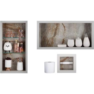 Imagem de Nicho Em Porcelanato Para Banheiro - kit com 3 peças (Pietra) - Oeste 