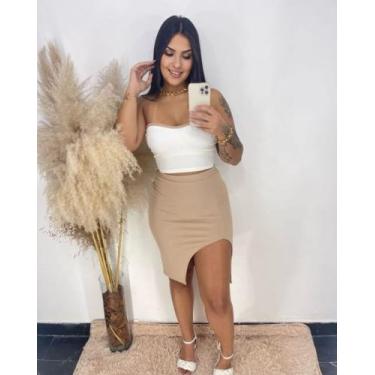 Imagem de Conjunto Feminino Saia Midi com Fenda - RLMODAS, Bege, U