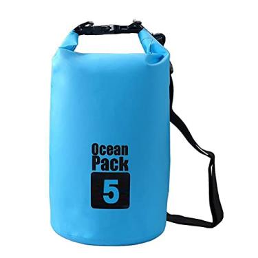 Imagem de Mochila esportiva Dry Sack flutuante à prova d 'água de quarantina 2L/3L/5L/10L/15L/20L/30L para barco, caiaque, caminhadas, snowboard, acampamento, rafting, pesca, mochila, Clássico, Azul, 5L