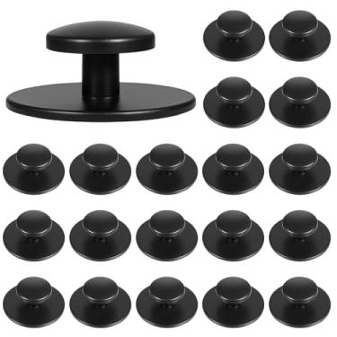 Imagem de FdcLixuvol 20 maçanetas autoadesivas para armário de cozinha, puxadores de gaveta de aço inoxidável, alças adesivas para cômoda sem perfuração, puxador de gaveta para guarda-roupa de armário (preto)